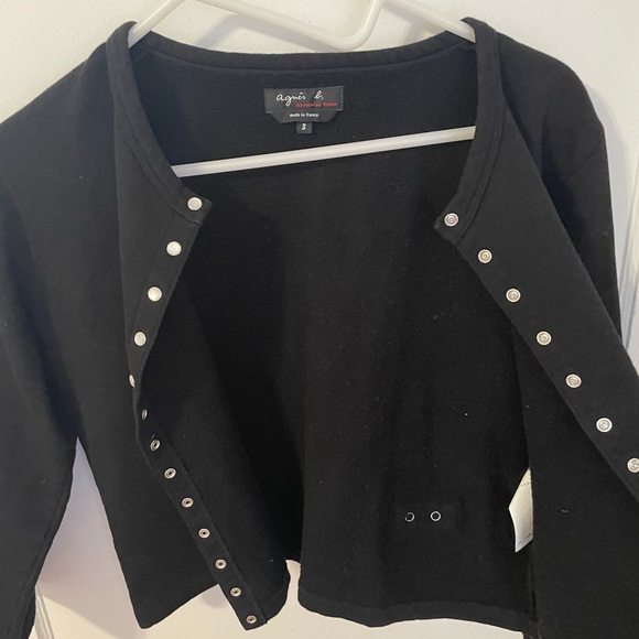 Black Agnes B. Le Petit Snap Cardigan - Picture 4 of 4